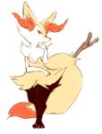 ambiguous_gender anthro inner_ear_fluff kemono looking_at_viewer red_eyes simple_background solo standing tuft white_background amezawa_koma nintendo pokemon braixen generation_6_pokemon pokemon_(species) 2013