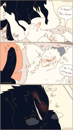 3_panel_comic anal anal_penetration anthro anthro_on_anthro anthro_penetrated anthro_penetrating anthro_penetrating_anthro arm_tuft balls biped black_balls black_body black_feathers black_penis black_wings blush bodily_fluids cheek_tuft chest_tuft dialogue duo elbow_tuft eyelashes facial_tuft feather_tuft feathers genital_fluids genitals glans grin head_tuft humanoid_genitalia humanoid_penis internal internal_anal male male/male name_drop nude nude_anthro nude_male penetration penis plap profanity sex sharp_teeth shoulder_tuft smile teeth text three-quarter_view tuft wings lovebuffpg45 abby_(pegu2726) azure_(pegu2726) avian bird corvid oscine passerine unknown_species 2024 artist_name comic digital_drawing_(artwork) digital_media_(artwork) english_text hi_res