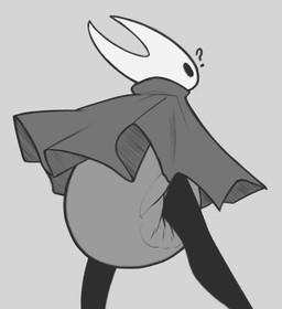 anthro clean_diaper clothed clothing diaper diaper_under_clothing female horn rear_view solo wearing_diaper octojo hollow_knight_(franchise) team_cherry hornet_(hollow_knight) arthropod insect hi_res monochrome