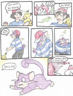 alternate_species anthro black_hair buckteeth clothing dialogue female female_anthro feral forced forced_transformation group growth hair human_to_feral magic male male_feral male_human open_mouth pattern_clothing pattern_shirt pattern_topwear pokeball pokemon_transformation purple_body scared shirt shrinking size_transformation smile species_transformation standard_pokeball striped_clothing striped_shirt striped_topwear stripes surprised tail tail_growth teeth text topwear transformation rainbowraven nintendo pokemon surprised_pikachu ash's_pikachu ash_ketchum pokemon_trainer braixen canid canine fox generation_1_pokemon generation_6_pokemon human mammal pikachu pokemon_(species) rattata rodent shiny_pokemon 2018 absurd_res colored_pencil_(artwork) comic english_text hi_res meme traditional_media_(artwork)