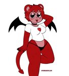 anthro bat_wings black_eyes blush clothing female freckles fur hand_behind_head membrane_(anatomy) membranous_wings panties red_body red_fur solo spikes thong tongue tongue_out underwear wings mundanevillain cartoon_network foster's_home_for_imaginary_friends mabel_licorice bear imaginary_friend mammal hi_res