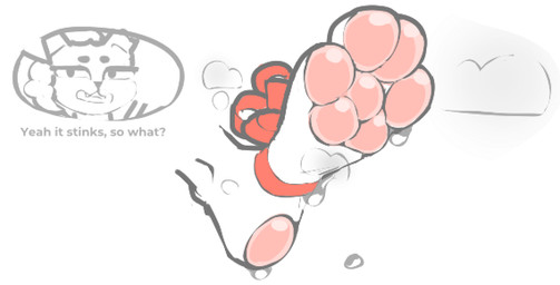 abstract_background anthro bodily_fluids curly_hair feet female foot_focus fur gift hair pawpads paws smelly solo sweat sweatdrop sweaty_feet talking_to_viewer text white_body white_fur wrapped horiori lica_(horiori) felid feline mammal