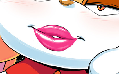 anthro black_background blush blush_lines brown_nose close-up countershading ears_back ears_down eye_markings female fur hair lips long_ears looking_at_viewer markings narrowed_eyes orange_eyes pink_inner_ear pink_lips pivoted_ears pupils simple_background smile solo tan_body tan_ears tan_fur tan_hair text white_body white_countershading white_fur conditional_dnp digitaldomain123 sega sonic_the_hedgehog_(series) vanilla_the_rabbit lagomorph leporid mammal rabbit 16:10 2025 absurd_res artist_name colored hi_res signature widescreen