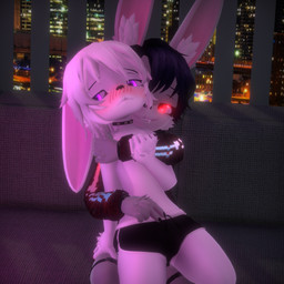 anthro apartment athletic_wear black_hair blush bottomwear clothed clothing collar dominant dominant_female duo fangs female femboy forced fur furniture garter_straps grabbing_from_behind grey_body grey_fur grin gym_bottomwear gym_shorts hair inside jacket male male/female nervous purple_eyes questionable_consent red_eyes shorts sitting size_difference smile sofa submissive submissive_male teasing teeth topless topless_male topwear white_body white_fur white_hair maxkore lagomorph leporid mammal rabbit 1:1 3d_(artwork) digital_media_(artwork) hi_res