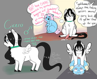 1_horn abuse ambiguous_gender ambiguous_penetrated ambiguous_penetration amputee animal_genitalia animal_penis baby_talk bald black_hair black_hooves black_tail blood blue_body blue_fur blue_hooves blue_horn bodily_fluids collar color_coded_text constricted_pupils crying cum dialogue disability disgust duo ellipsis equine_genitalia equine_penis expressionless eyes_closed feral flaccid forced freckles from_behind_position fur genital_fluids genitals green_collar green_eyes grey_eyelids hair hooves horn long_hair looking_at_viewer love_pillow lying male male/ambiguous male_feral male_penetrating male_penetrating_ambiguous nosebleed on_front penetration penile penile_penetration penis pink_hair pink_tail pupils purple_eyes quadruple_amputee rape sex sheath side_view sitting slap_mark small_pupils spiral_horn spread_wings tail tears teeth text toony traumatized white_body white_fur white_horn white_wings wings young young_feral young_male young_on_young young_penetrated young_raped bittersouffle fluffy_pony mythology cicero_(bittersouffle) gumdrop_(bittersouffle) equid equine fluffy_pony_(species) mammal mythological_creature mythological_equine unicorn winged_unicorn 2026 character_name digital_media_(artwork) english_text flat_colors hi_res