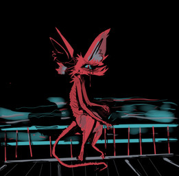 anthro bodily_fluids cheek_tuft crying facial_tuft female fence fur red_body red_fur red_tail sad sitting solo tail tears tuft naircat domestic_cat felid feline felis mammal 2014 digital_drawing_(artwork) digital_media_(artwork) restricted_palette
