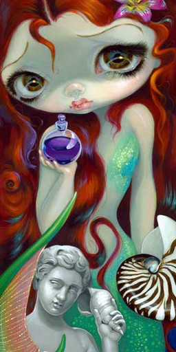 cephalopod_shell eyebrows eyelashes female fin fingers fish_tail hair legless lips long_hair looking_at_viewer mermaid_tail mollusk_shell not_furry nude pupils red_hair scaled_breasts scales sculpture shell solo split_form statue tail tail_fin jasmine_becket-griffith the_little_mermaid_(andersen) humanoid humanoid_merfolk mammal marine merfolk formal_art painting_(artwork) traditional_media_(artwork) traditional_painting_(artwork)