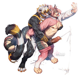 ahegao anal anal_penetration anthro anthro_on_anthro anthro_penetrated anthro_penetrating anthro_penetrating_anthro black_body black_fur blush bodily_fluids bulldog_harness butt claws clothed clothing collar cropped_hoodie crown cum cum_inside cum_overflow digit_ring duo ear_piercing erection feet frenum_ladder frenum_piercing from_behind_position fur genital_fluids genital_piercing genitals hair harness headgear industrial_piercing industrial_piercing_ladder jewelry ladder_piercing looking_pleasured male male/male male_penetrated male_penetrating male_penetrating_male markings navel navel_piercing nipple_piercing nipples nude open_mouth pawpads penetration penile penile_penetration penis penis_piercing piercing prince_albert_piercing ring rope sex shrug_(clothing) simple_background smile spots spotted_body striped_body stripes tail teeth toe_claws toe_ring toes tongue tongue_out vein veiny_penis wardrobe_malfunction white_body white_fur yellow_pawpads plna laikacat zurianima_(yagdrassyl) cheetah domestic_cat felid feline felis mammal 2025 digital_drawing_(artwork) digital_media_(artwork) hi_res shaded signature
