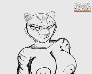 anthro big_breasts big_nipples breasts eyebrows female frown looking_at_viewer muscular nipples nude raised_eyebrow serious serious_face solo rcblackdie dreamworks kung_fu_panda master_tigress felid feline mammal pantherine tiger 5:4 hi_res sketch