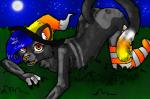 anthro black_fur blue_hair bone candy candycorn cat cute feline fur hair halloween holidays lying magic_user mammal moon night on_stomach orange_eyes outside playful skeleton solo teasing witch
Rating: Questionable
Score: 3
User: Candycorn
Date: January 16, 2014