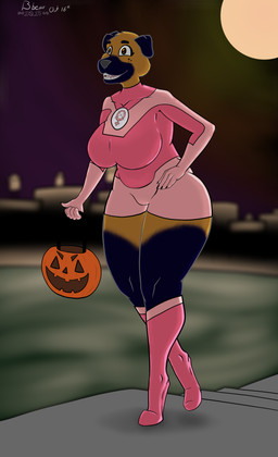 anthro big_breasts big_eyes biped black_body black_ears black_fur boots bottomwear breasts brown_body brown_eyes brown_fur candy candy_bag claws clothed clothing cosplay costume curvy_figure dessert dipstick_snout excited excited_expression eyebrows female food footwear freckled_face freckles fur gloves grey_nose handwear happy high_heeled_boots high_heels holding_object holidays hotpants huge_breasts knee_boots knee_highs leg_markings legwear light markings moonlight multicolored_body multicolored_fur open_mouth pink_clothing pink_tongue shoes shorts simple_background smile socks_(marking) solo standing superhero_costume teeth thick_calves thick_thighs tight_clothing tongue trick-or-treating two_tone_body two_tone_fur voluptuous voluptuous_female walking wide_hips bbear halloween image_comics invincible_(image_comics) atom_eve summer_(bbear) canid canine canis domestic_dog mammal mastiff molosser rottweiler 2025 absurd_res dated digital_media_(artwork) hi_res shaded signature