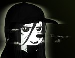 anthro black_background black_eyebrows black_eyes black_hair black_nose clothing cute_fangs dialogue eyebrows eyelashes fangs female fur glowing glowing_pupils hair hat headgear headwear long_hair looking_at_viewer open_mouth pupils simple_background solo teeth text topwear white_body white_fur white_pupils thighlordash bridgette_(thighlordash) canid canine canis domestic_dog hunting_dog mammal terrier english_text