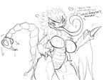 anthro breasts female genitals hunter pussy solo tail text tongue tongue_out venom vagoncho capcom european_mythology monster_hunter mythology bird_wyvern dragon monster mythological_creature mythological_scalie pukei-pukei scalie western_dragon wyvern 2024 4:3 english_text hi_res monochrome sketch