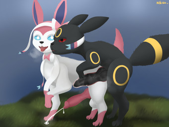anal anal_knotting anal_penetration animal_genitalia animal_penis balls big_penis black_body black_fur black_penis bodily_fluids butt canine_genitalia canine_penis cum cum_inside duo ejaculation erection feral feral_on_feral feral_penetrated feral_penetrating feral_penetrating_feral fur genital_fluids genitals hands-free knot knotted_penis knotting large_penetration male male/male male_penetrated male_penetrating male_penetrating_male nude open_mouth penetration penile penile_penetration penis pink_penis sex simple_background smile tail tongue white_body white_fur nibisu nintendo pokemon canid canine eeveelution generation_2_pokemon generation_6_pokemon mammal pokemon_(species) sylveon umbreon 4:3 absurd_res hi_res