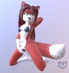 anthro bikini breasts butt clothed clothing clothing_pull female fur green_eyes hair micro_bikini panties panty_pull red_body red_fur red_hair seaside simple_background solo swimwear two-piece_swimsuit underwear underwear_pull white_body white_fur chromakoros linda_wright canid canine domestic_cat felid feline felis fox hybrid mammal 2018 3d_(artwork) digital_media_(artwork)