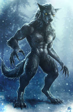 4_toes 5_fingers abs anthro arm_tuft biped black_claws black_lips black_nose broad_shoulders cheek_tuft chest_tuft claws dewclaw digitigrade ears_back elbow_tuft facial_tuft fangs featureless_crotch feet finger_claws fingers fog forest fur glowing glowing_eyes grey_body grey_fur grey_skin lips long_claws male mane muscular muscular_anthro muscular_male neck_tuft nude nude_anthro nude_male open_mouth outside paws pecs pivoted_ears plant serratus shaggy_fur sharp_teeth smile snout solo standing tail teeth toe_claws toes tongue toothy_smile trapezius tree tuft yellow_eyes drakaar mythology skyrim_werewolf canid canine mammal mythological_canine mythological_creature werecanid werecanine werecreature werewolf 2026 cool_colors detailed shaded