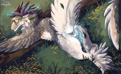 after_cloacal animal_genitalia bioluminescence blue_cloaca cloaca feathers female feral flower fur gaping gaping_cloaca genitals glowing grass grey_body grey_feathers leaf plant presenting presenting_cloaca solo white_body white_feathers white_fur yellow_flower hollyvardia hollyvardia_(character) dinosaur dromaeosaurid feathered_dinosaur feathered_scalie prehistoric_species reptile saurischian scalie theropod utahraptor hi_res