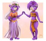 anthro clothed clothing collar duo female fur harem_outfit partially_clothed purple_body purple_fur simple_background slave disney gummi_bears fan_character bear mammal digital_media_(artwork)