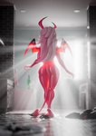 bathroom butt clothing_on_floor female floor hair horn inside light long_hair membrane_(anatomy) membranous_wings nude nude_female nude_humanoid pink_body pink_skin rear_view solo spade_tail sunlight tail tile tile_floor walking wings zuse_q aeridiccore_(modeler) helluva_boss verosika_mayday demon demon_humanoid humanoid succubus 3d_(artwork) absurd_res digital_media_(artwork) hi_res watermark