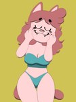 anthro clothing eyelashes female hair lingerie long_hair simple_background skimpy_swimwear skimpy_underwear solo swimwear teeth thigh_gap creator_ant amy_(creator_ant) domestic_cat felid feline felis mammal hi_res