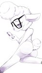 anthro butt clothing electronics eyewear female fur glasses hooves nude phone sitting solo wool_(fur) yajima disney zootopia dawn_bellwether bovid caprine mammal sheep absurd_res hi_res