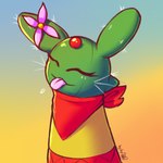 anthro blep cactus clothing dress female gradient_background green_body green_skin plant simple_background smile solo tongue tongue_out dsp2003 sonic_robo_blast_2 cacee_the_cactus elemental_creature flora_fauna lagomorph leporid mammal rabbit 1:1 2022 signature