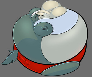 air_inflation anthro belly belly_expansion belly_inflation big_belly big_moobs body_inflation bottomwear clothing expansion eye_scar facial_scar fur grey_body grey_fur huge_belly huge_moobs hyper hyper_belly hyper_inflation hyper_moobs immobile inflation male moob_expansion moobs red_bottomwear red_clothing red_shorts scar shirt shorts solo spherical_inflation tight_clothing topwear white_clothing white_shirt white_topwear terito beastars legoshi_(beastars) canid canine canis mammal wolf 2025 hi_res