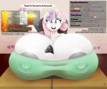 anthro areola big_breasts breasts controller dialogue eyelashes female green_eyes horn huge_breasts hyper hyper_breasts looking_at_viewer nipple_outline solo text 09hankris friendship_is_magic hasbro my_little_pony mythology sweetie_belle_(mlp) equid equine mammal mythological_creature mythological_equine unicorn 2019 absurd_res english_text hi_res