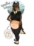 anthro belly big_belly bodily_fluids breasts clothing egg female lactating lactating_through_clothing leaking_milk nipple_outline pregnant solo swollen tail wet wet_clothing punkt.punkk canid canine canis domestic_dog german_shepherd herding_dog mammal pastoral_dog hi_res