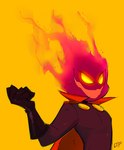 5_fingers biped cape clothed clothing costume fingers fire gloves handwear male not_furry red_clothing simple_background solo yellow_background yellow_eyes lemonteaflower cartoon_network villainous_(series) flamme_(villainous) elemental_creature elemental_humanoid fire_creature fire_humanoid humanoid 2018 absurd_res hi_res signature