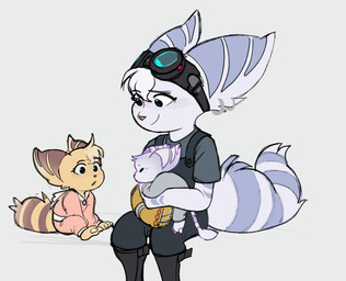 anthro boots clothed clothed_female clothing cybernetic_arm cybernetic_limb eyes_closed eyewear eyewear_on_head female female_anthro female_focus fluffy fluffy_tail footwear fur goggles goggles_on_head group hair male markings mature_anthro mature_female neonate open_mouth pink_nose pose ring_(marking) ringed_tail shoes smile striped_markings striped_tail stripes tail tail_markings tail_tuft trio tuft white_body white_fur white_hair yellow_body yellow_fur young young_female young_male time_fluffy500 ratchet_and_clank sony_corporation sony_interactive_entertainment alioth_(time_fluffy500) nova_(time_fluffy500) rivet_(ratchet_and_clank) lombax mammal colored digital_drawing_(artwork) digital_media_(artwork) shaded brother_(lore) brother_and_sister_(lore) daughter_(lore) mother_(lore) mother_and_child_(lore) mother_and_daughter_(lore) mother_and_son_(lore) parent_(lore) parent_and_child_(lore) parent_and_daughter_(lore) parent_and_son_(lore) sibling_(lore) sister_(lore) son_(lore)