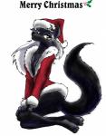 anthro female holiday_message holidays holly_(plant) looking_at_viewer makeup mascara plant pose solo text spaceweasel2306 christmas santa_claus canid canine canis mammal wolf absurd_res english_text hi_res