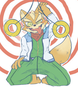 5_fingers abstract_background afterimage anthro barefoot biped blush blush_lines blushing_at_viewer bodily_fluids bottomwear bulge cheek_blush cheek_tuft clothed clothed_anthro clothed_male clothing countershade_face countershade_fur countershade_tail countershading dipstick_tail drooling ears_up erection erection_under_clothing eyebrows facial_tuft feet fingers front_view fur green_bottomwear green_clothing green_pants green_shirt green_topwear hand_on_hip hand_on_own_hip hanging_tongue head_tuft humanoid_hands hypnosis jacket kerchief kneeling looking_at_viewer male male_anthro markings mind_control monotone_feet monotone_hands motion_lines multicolored_body multicolored_fur narrowed_eyes neckerchief neckwear offscreen_character one_eye_half-closed open_mouth orange_body orange_ears orange_face orange_feet orange_fur orange_hands orange_tail orange_tuft pants pendulum pendulum_swing pointy_ears prick_ears red_blush red_kerchief red_neckerchief saliva shirt simple_background snout solo spiral spiral_background spiral_eyes tail tail_markings tan_body tan_countershading tan_eyebrows tan_face tan_fur tan_inner_ear tan_tail_tip tenting tongue tongue_out topwear tuft two_tone_body two_tone_face two_tone_fur two_tone_tail white_clothing white_jacket white_topwear wrinkles_in_clothes yellow_eyes sabamiso_(sabamasasix) nintendo star_fox fox_mccloud canid canine fox mammal 2024 digital_drawing_(artwork) digital_media_(artwork) full-length_portrait hi_res japanese_description portrait