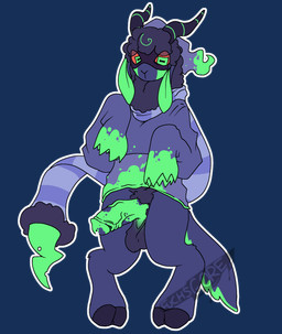 anthro balls big_balls big_penis clothing genitals green_penis male penis purple_clothing purple_sweater purple_topwear solo standing sweater topwear fuchsgore toons_universe nimbus_(toons_universe) bovid caprine mammal sheep alpha_channel hi_res