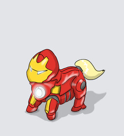 alternate_species ambiguous_feral ambiguous_gender armor feral feralized furrification glowing grey_background machine power_armor red_armor simple_background solo standing tail white_background yellow_tail young young_ambiguous young_feral carpdime fluffy_pony iron_man_(series) marvel iron_man fluffy_pony_(species) mammal crossover digital_media_(artwork) shaded