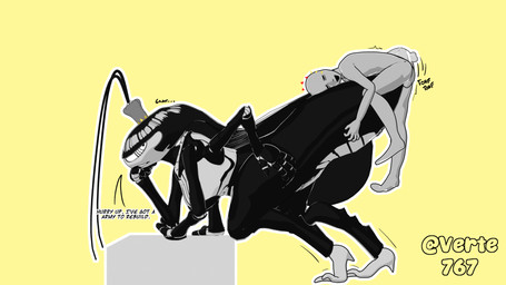 antennae_(anatomy) big_breasts big_eyes big_tights black_body bored bored_sex breasts duo excited feet female from_behind_position genitals hair larger_female male male/female multi_limb penis perching_position plap plap_(sound) pound serious sex shark_teeth sharp_teeth size_difference smaller_male teeth verelo versus_(manga) anon roya_roach animal_humanoid arthropod arthropod_humanoid blattodean cockroach cockroach_humanoid human humanoid insect insect_humanoid mammal 16:9 hi_res widescreen