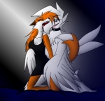 anthro beak duo eyelashes feathered_wings feathers feet female male male/female tail tail_feathers talons toes white_body white_feathers wings whitephoenix52 rebecca_cyrus white_fire_(character) avian bird canid canine fox mammal