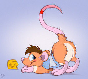 anthro anus ass_up blue_background blue_clothing blue_eyes blue_shirt blue_topwear blush bottomless brown_hair buckteeth cheek_tuft cheese claws clothed clothing dairy_products facial_tuft food hair looking_back male pink_claws pink_nose raised_tail shaking shirt shirt_only short_hair simple_background smile snout solo tail teeth toony topwear topwear_only tuft x_anus mimi-fox mammal mouse murid murine rodent 2023 colored digital_drawing_(artwork) digital_media_(artwork) flat_colors hi_res