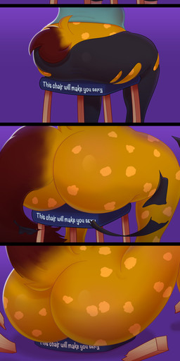anthro big_butt body_expansion butt butt_expansion chair cursed_object expansion fur furniture growth nude sitting solo species_transformation text thick_thighs transformation transformation_sequence wide_hips sjevi canid canine mammal comic digital_drawing_(artwork) digital_media_(artwork) english_text hi_res