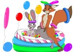 anthro balloon big_breasts breasts canid canine digital_media_(artwork) disney female fox hare hi_res humping inflatable jrxt judy_hopps knot lagomorph leporid male male/female mammal nick_wilde pool_toy tail zootopia