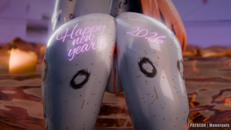 anthro anus butt female genitals holidays nude nude_female solo vulva wet wet_body monarquis momo_(monarquis) felid mammal pantherine snow_leopard 16:9 3d_(artwork) digital_media_(artwork) hi_res widescreen