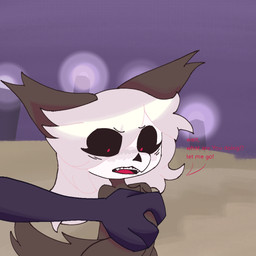 ambiguous_gender anthro black_body black_fur black_sclera bone breasts duo ears_down female female/ambiguous fur hair hand_on_breast hand_on_chest pink_hair pivoted_ears purple_body purple_skin red_eyes scared skull skull_head white_hair wide_hips aurihev_(artist) microsoft minecraft mojang mythology xbox_game_studios ashen_(aurihev) jean_(minecraft) canid canine canis dragon ender_dragon mammal mythological_creature mythological_scalie scalie wolf 1:1 hi_res