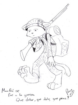 anthro armor backpack bottomwear clothed clothing ears_down gun gun_on_shoulder headgear helmet holding_gun holding_object holding_ranged_weapon holding_weapon logo male male_anthro mouth_closed pants pawpads pivoted_ears ranged_weapon solo topwear uniform weapon pandapaco felid mammal artist_logo monochrome signature sketch