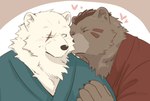 anthro biped blush brown_body brown_fur clothing duo eye_scar eyes_closed facial_scar fur humanoid_hands kemono kissing male robe scar simple_background white_body white_fur kumao sdorica crushfang_(sdorica_sunset) dagger_(sdorica_sunset) bear mammal polar_bear ursine 2022