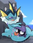 ambiguous_gender cunnilingus duo female female/ambiguous feral feral_on_feral interspecies open_mouth oral sex tail vaginal kageyama nintendo pokemon eeveelution generation_1_pokemon marine pokemon_(species) shellder vaporeon 2019 censored