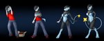 anthro black_hair black_markings blue_body blue_tail bottomwear box breast_growth breasts cardboard cardboard_box cargo_pants clothed clothing container costume digitigrade eyes_closed featureless_breasts featureless_crotch female fingers footwear fur fursuit gender_transformation goo_transformation growth hair hand_on_hip hand_on_own_hip human_to_anthro leg_markings looking_at_hand looking_at_own_hand looking_at_viewer markings mtf_transformation multicolored_body navel nude pants plantigrade red_clothing red_sclera red_shirt red_topwear shirt shoes simple_background smile socks_(marking) solo species_transformation standing suit_transformation t-shirt tail tail_growth topwear transformation transformation_sequence tuft yellow_inner_ear yellow_markings yellow_tail tomek1000 nintendo pokemon john_(swack16) kirara_(swack16) generation_4_pokemon human luxray mammal pokemon_(species) 2016 colored sequence
