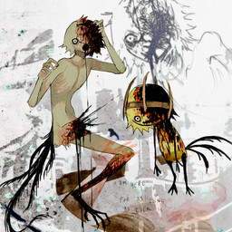 :o abstract_background ambiguous_gender ambiguous_humanoid avian_feet black_body black_eyes black_feet black_fur black_legs black_tail blood bodily_fluids chibi crown feet fur gore headgear horror_(theme) looking_at_viewer open_mouth ribs rust severed_body_part severed_leg severed_limb skinny skinny_ambiguous skinny_humanoid solo tail talons tan_body text toes jejejunum ember_(jejejunum) humanoid spirit 1:1 2025 digital_drawing_(artwork) digital_media_(artwork) english_text hi_res