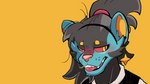 anthro beverage black_body black_fur blue_body blue_fur clothed clothing coffee coffee_mug ear_piercing ear_ring fur hair hair_bun male piercing red_sclera ring_piercing simple_background solo yellow_eyes caffeinatedzeph nintendo pokemon zeph_(caffeinatedzeph) felid generation_4_pokemon luxray mammal pokemon_(species) 16:9 animated hi_res short_playtime widescreen