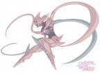 ambiguous_gender crouching fighting_pose glowing glowing_eyes pose realistic simple_background solo tentacles white_background suzukaze_misaki nintendo pokemon attack_forme_deoxys deoxys generation_3_pokemon legendary_pokemon pokemon_(species) 2016