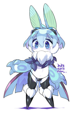 anthro blue_eyes blue_hair bulge clothing countershading fur hair male navel neck_tuft simple_background solo standing thong tuft underwear white_background white_body white_countershading white_fur wings maru_show mothman_(maru_show) arthropod insect lepidopteran moth 2023 dated full-length_portrait hi_res portrait watermark